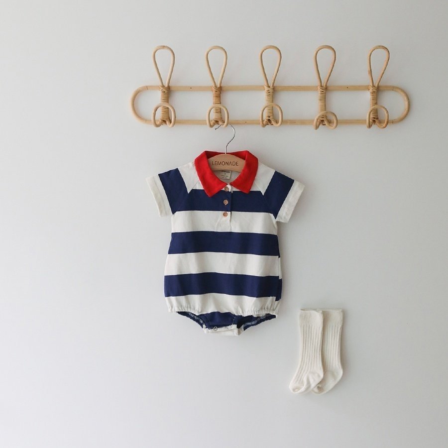LEMONADE ボーダー ポロロンパース