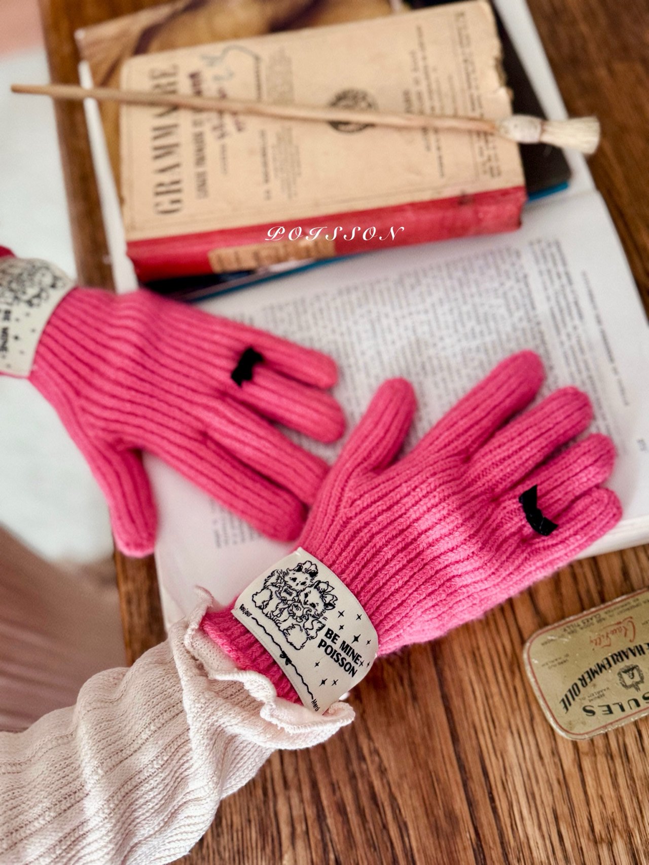 リボン タッチニット手袋 カラー: PK