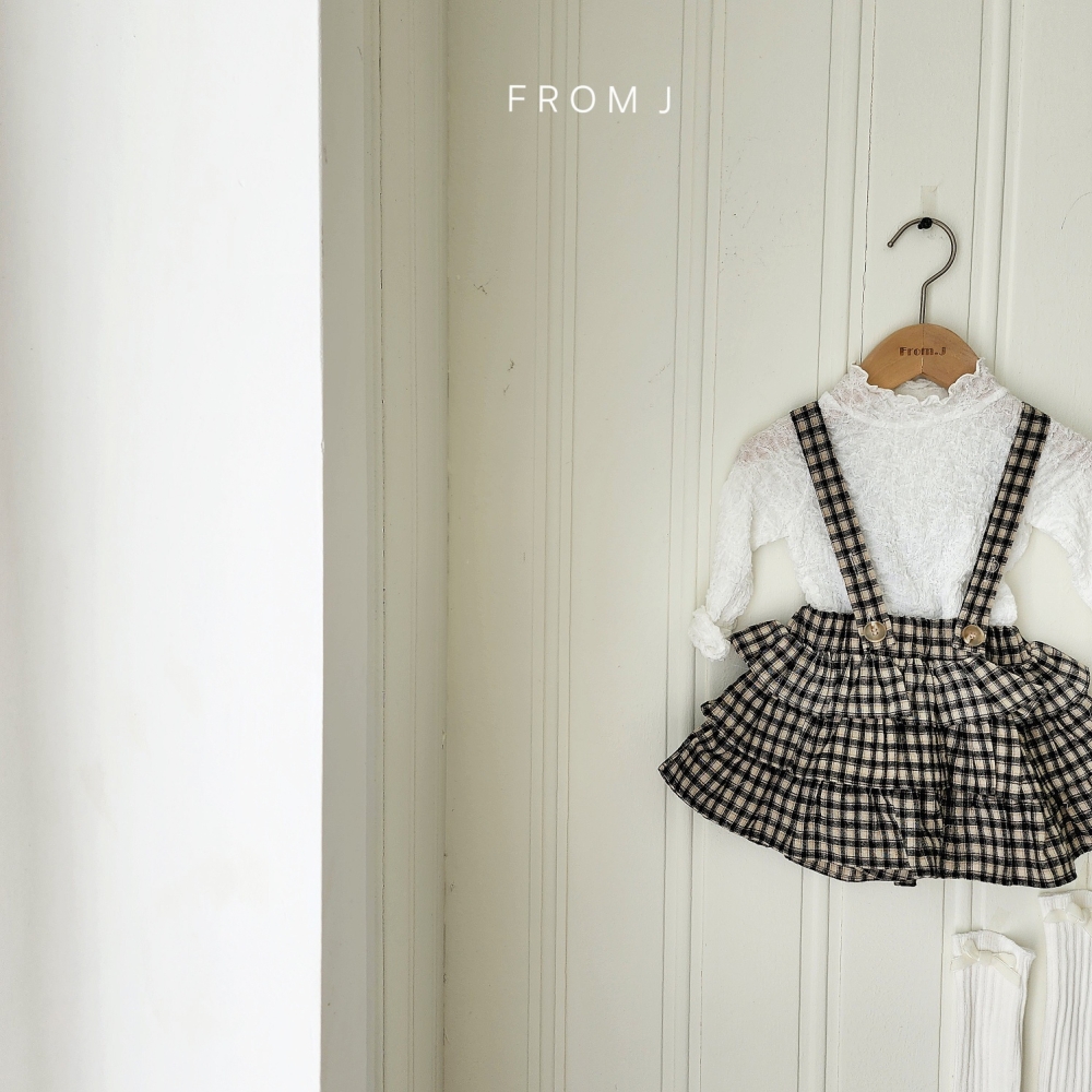 FROM J サスペンダー チェックフリルスカート S: S, カラー: BLACK