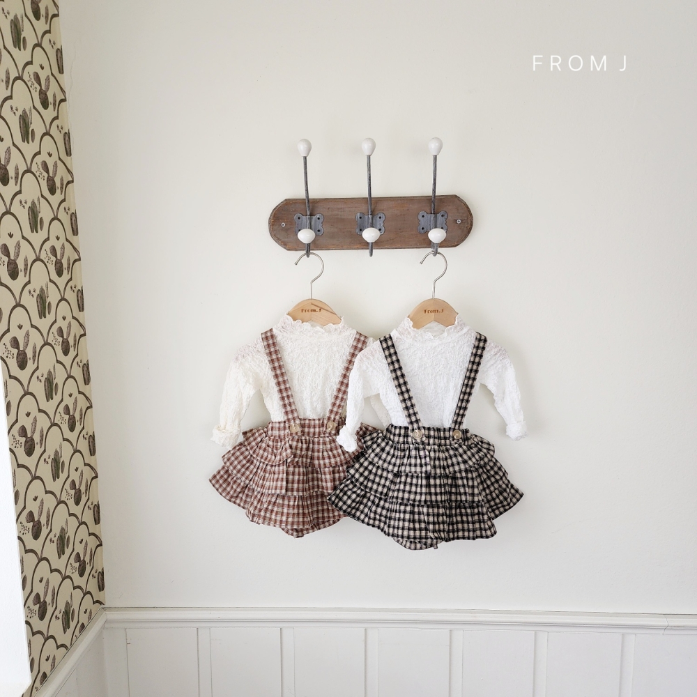 FROM J サスペンダー チェックフリルスカート S: S, カラー: BLACK