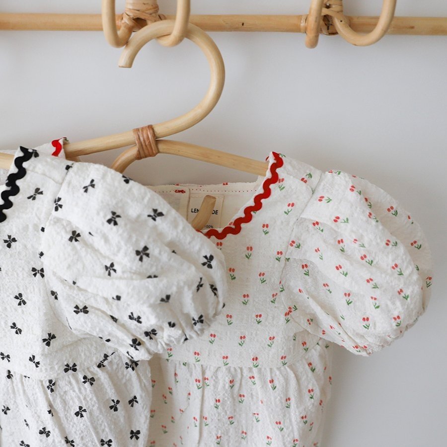 LEMONADE リボン柄 ふんわりワンピース