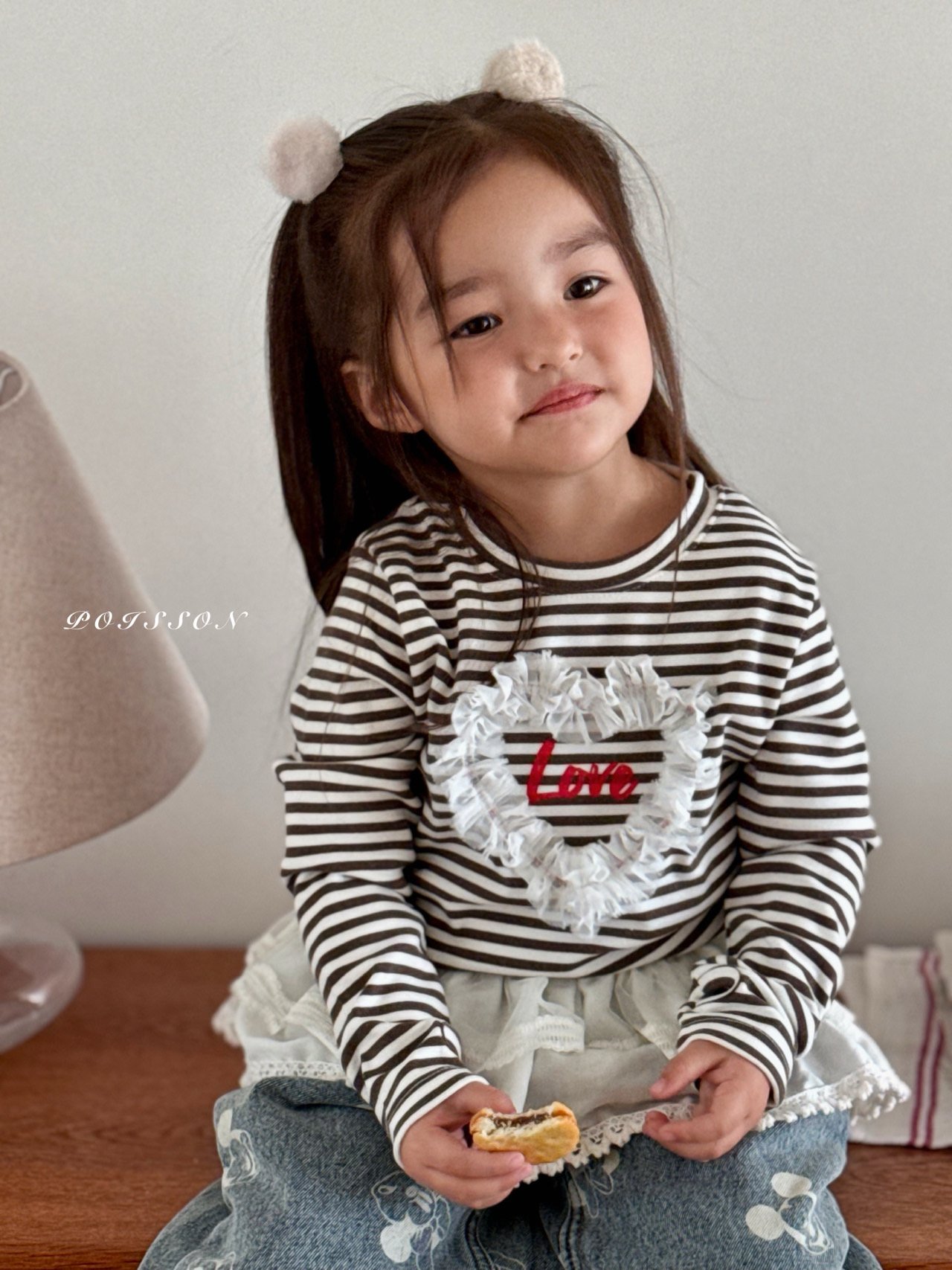 POISSON ハートフリルボーダーTシャツ