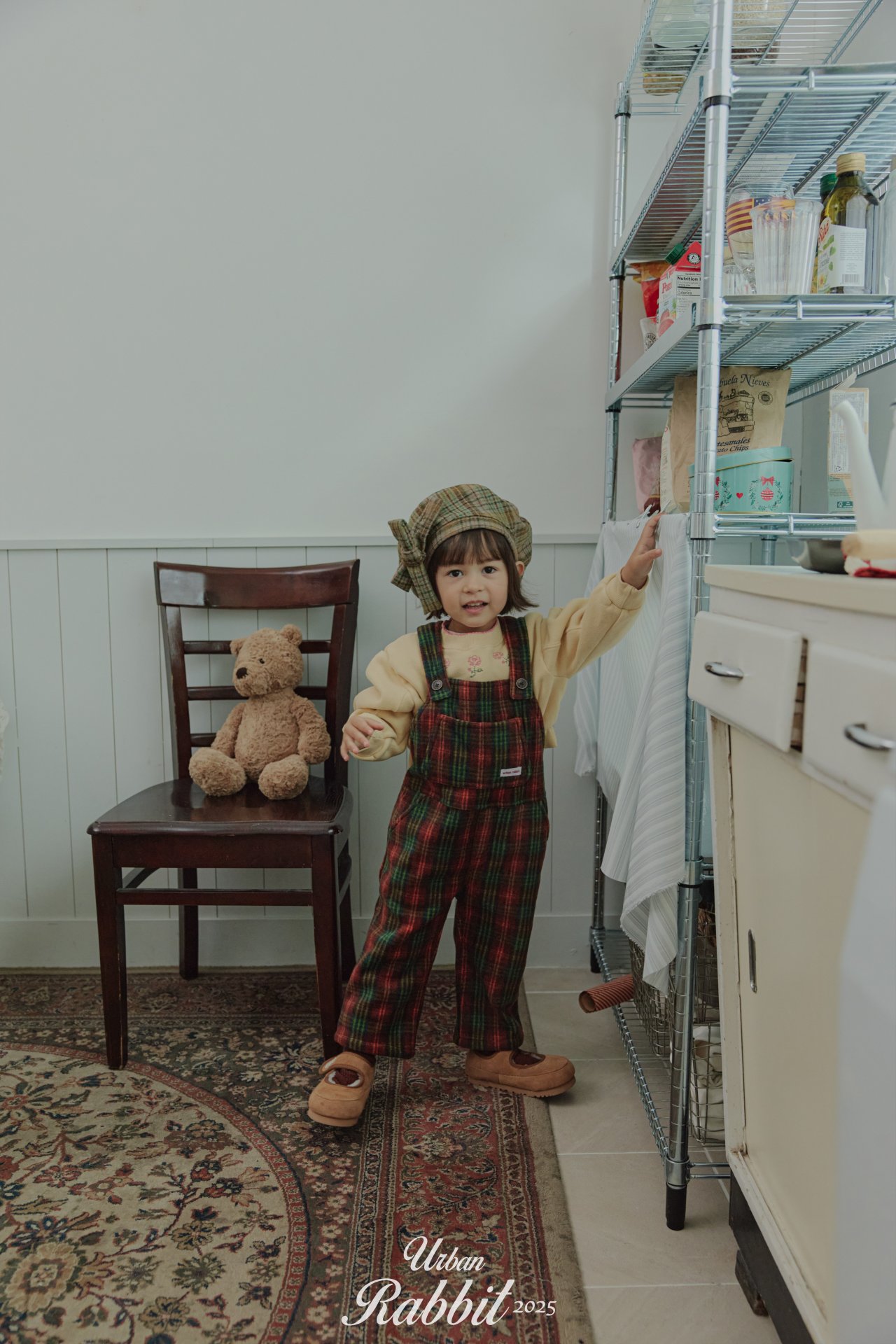 URBAN RABBIT ウィンターチェックオーバーオール S: S