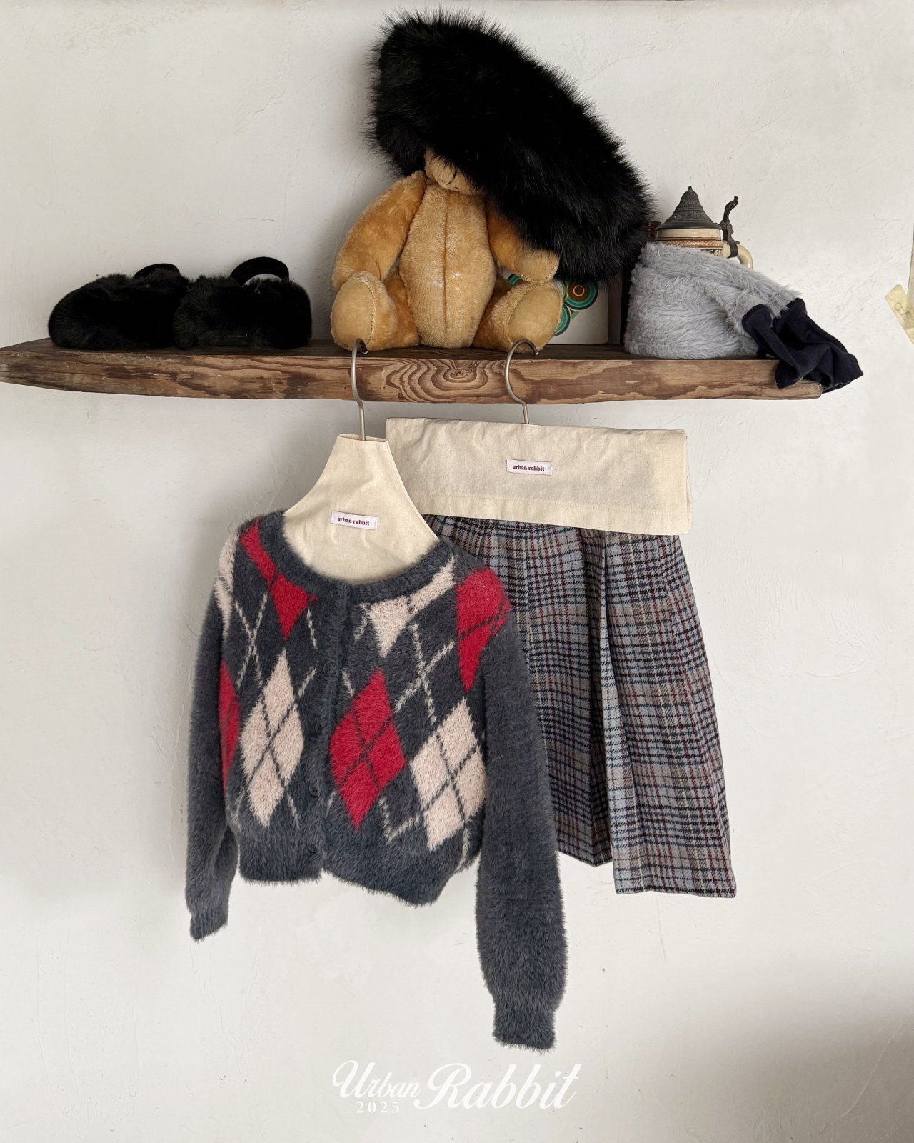 URBAN RABBIT アーガイルニットカーディガン S: S