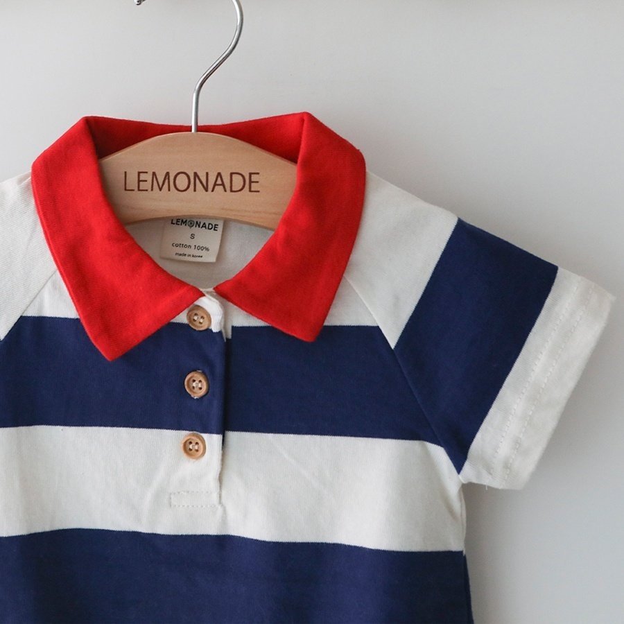 LEMONADE ボーダー ポロロンパース