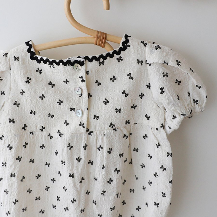 LEMONADE リボン柄 ふんわりワンピース