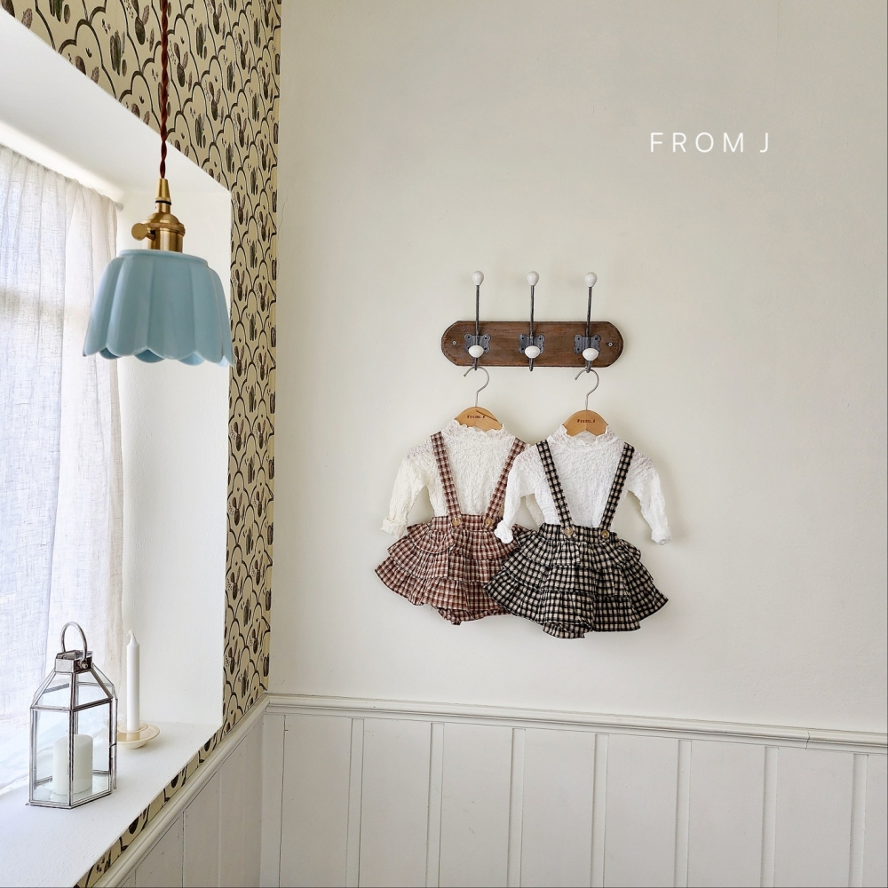 FROM J サスペンダー チェックフリルスカート S: S, カラー: BLACK