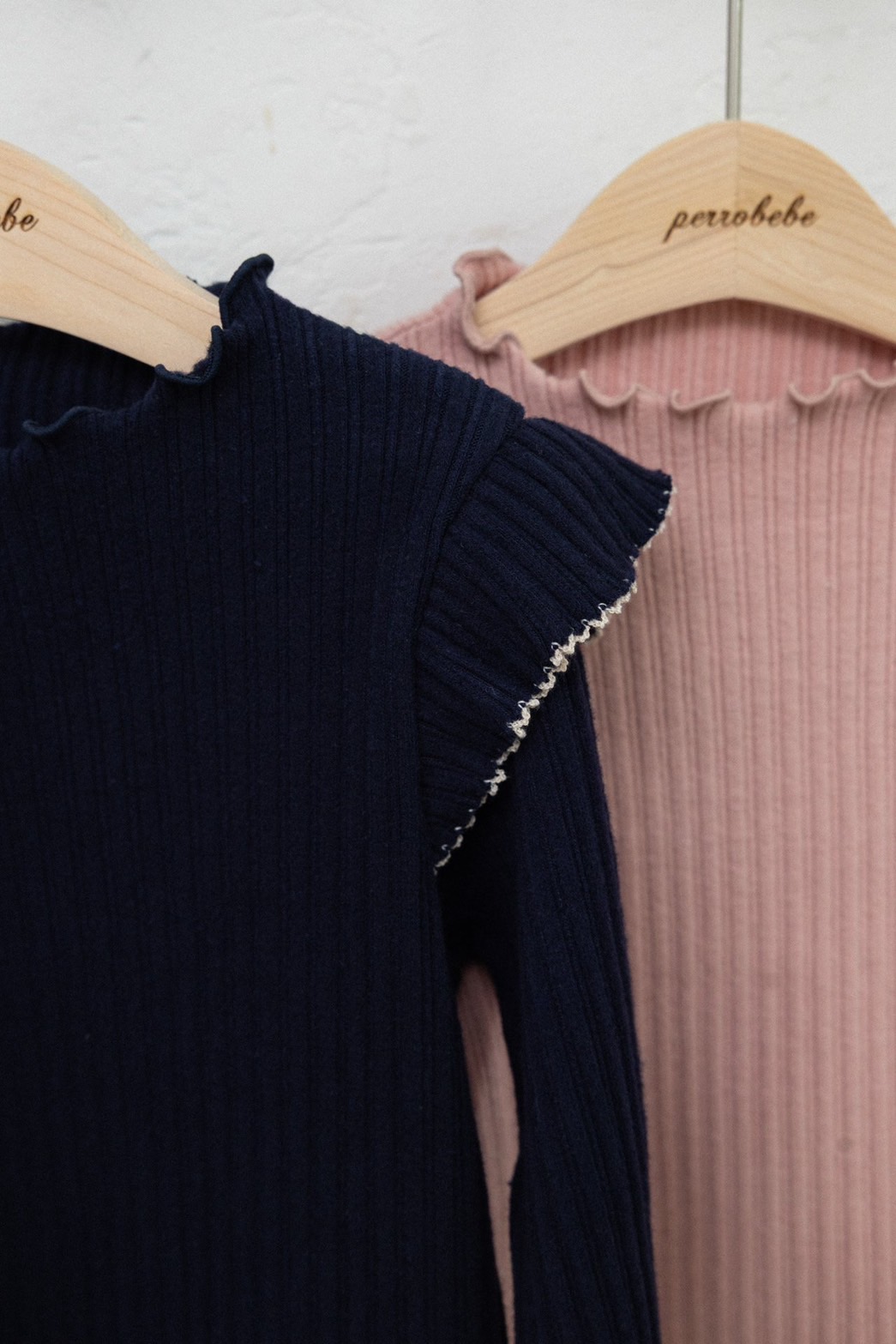 フリルリブTシャツ S: S, カラー: NV