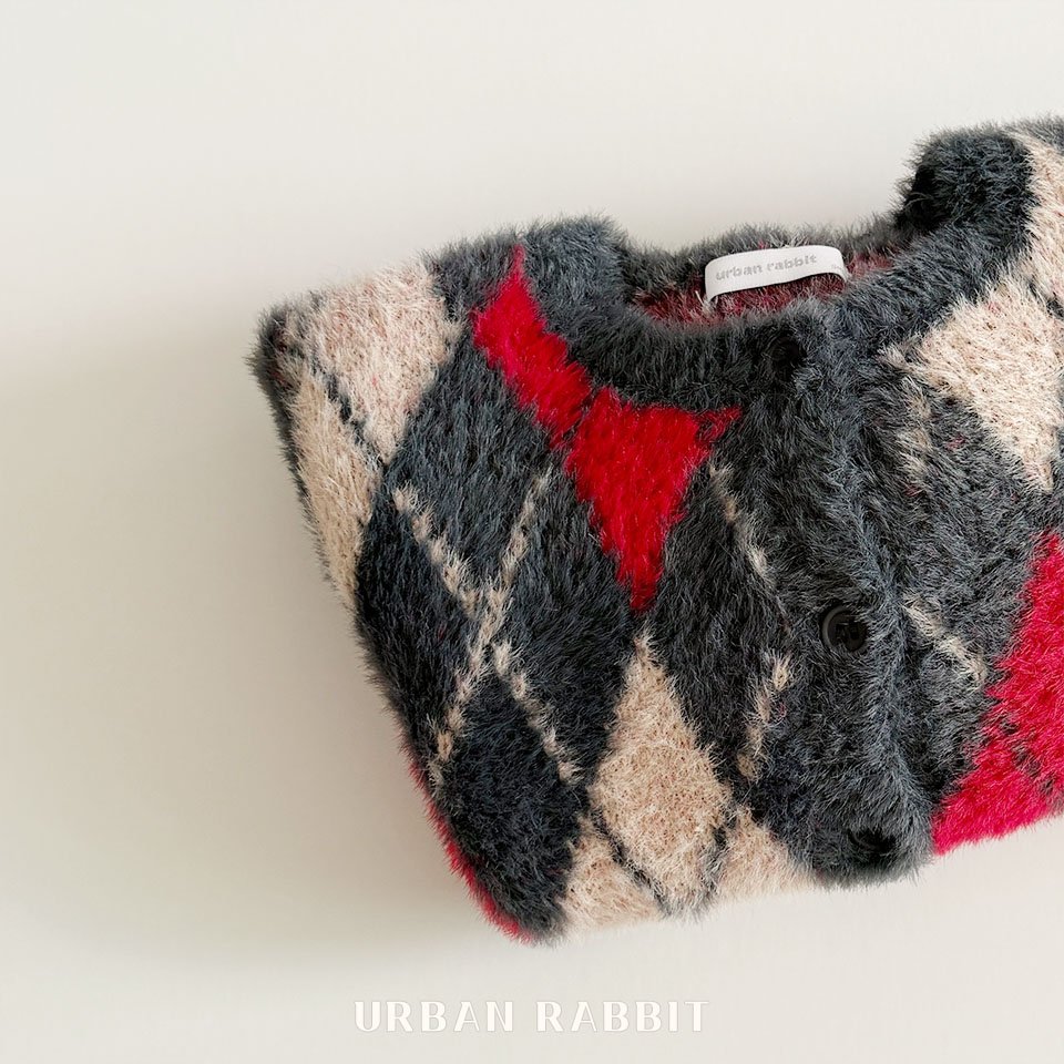 URBAN RABBIT アーガイルニットカーディガン S: S