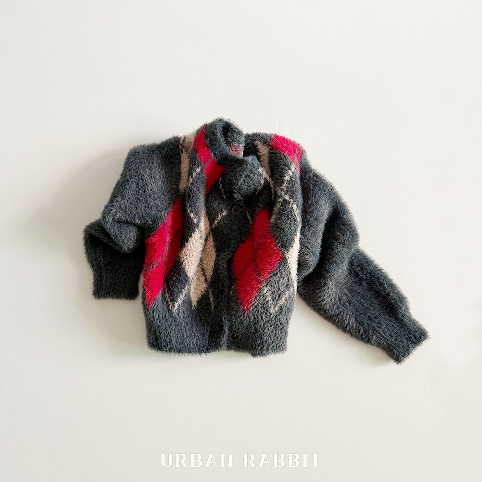 URBAN RABBIT アーガイルニットカーディガン S: S