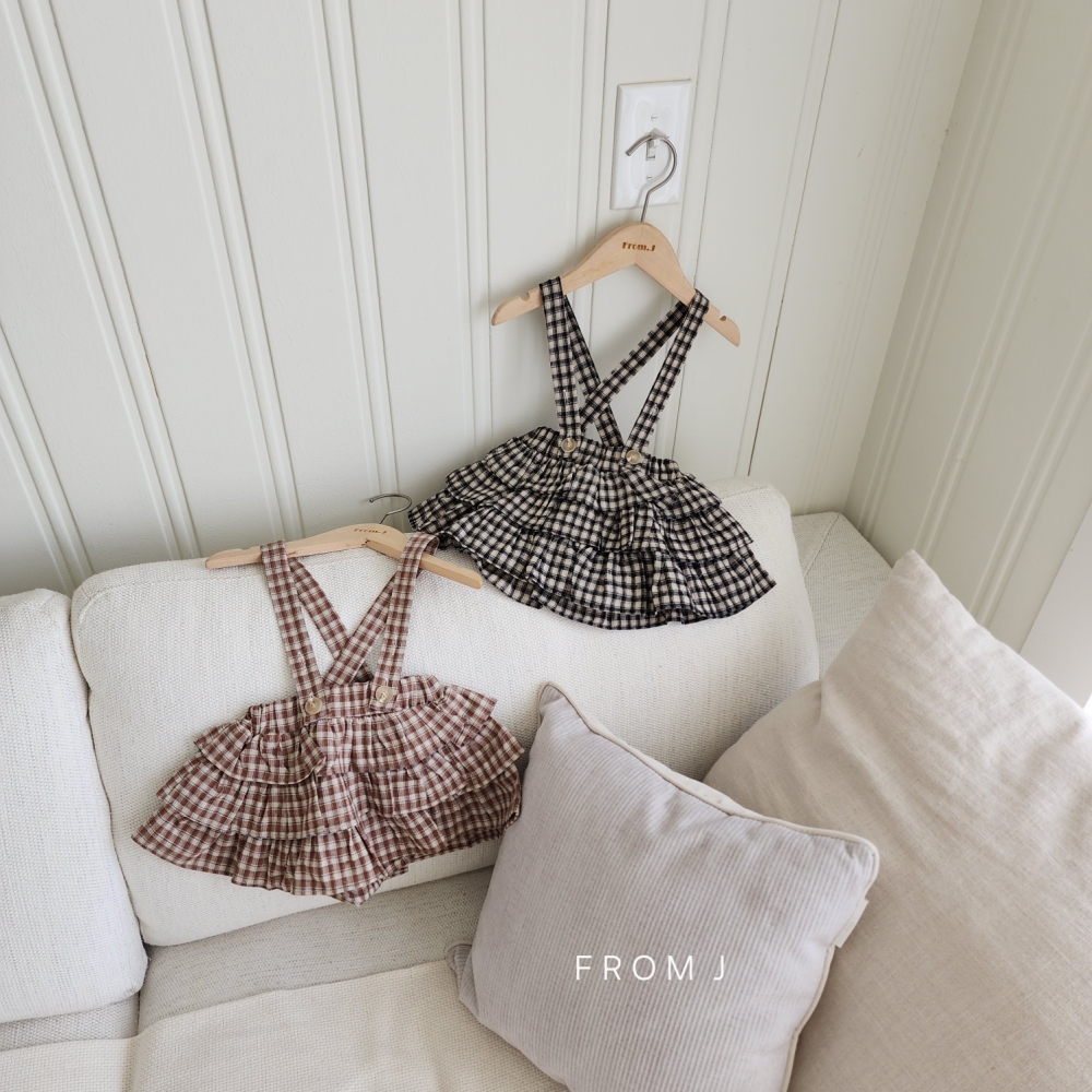 FROM J サスペンダー チェックフリルスカート S: S, カラー: BLACK